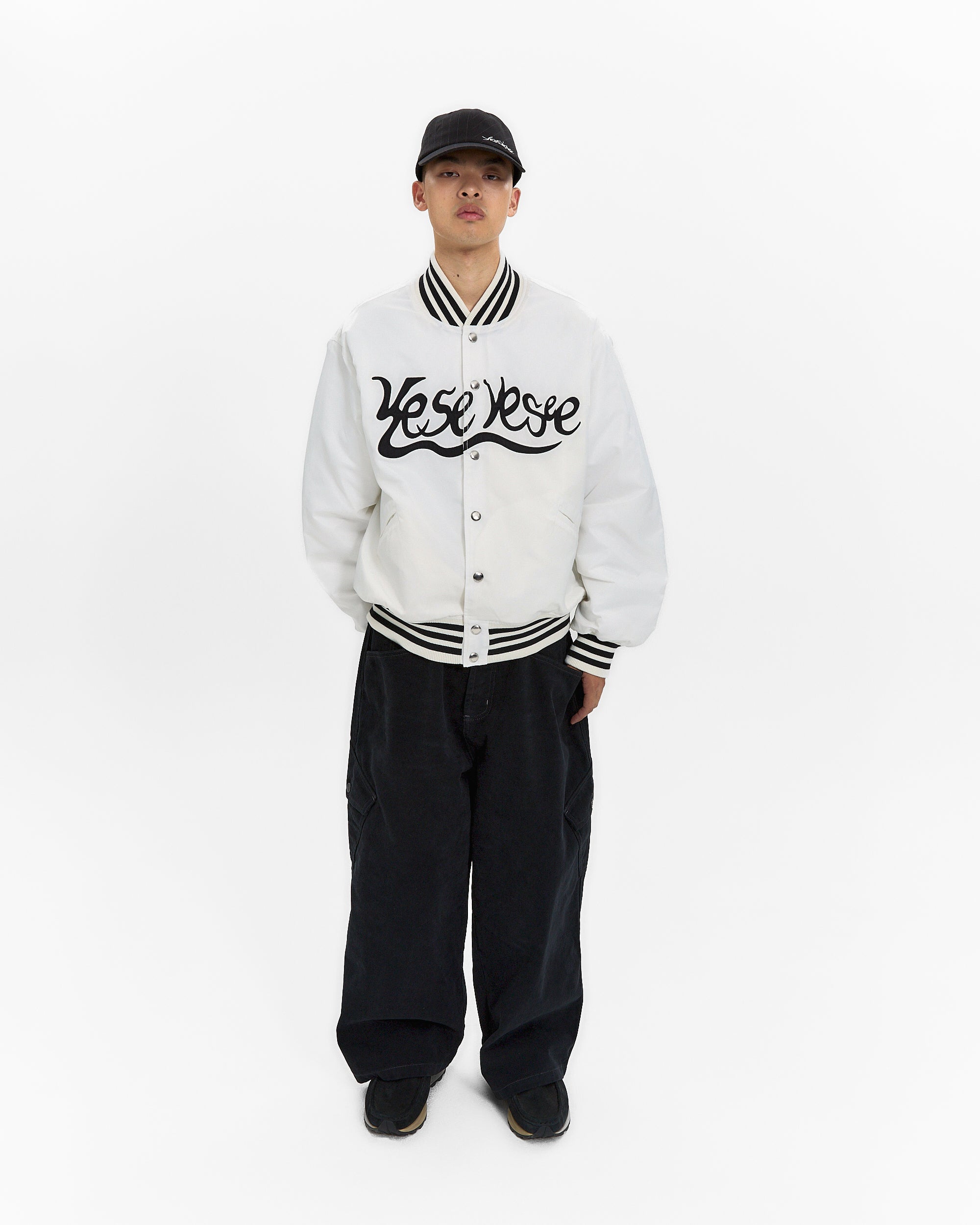 yeseyesee - Y.E.S Snail Logo Stadium Jacket (White) product image 8 | TRAB K-Fashion Australia