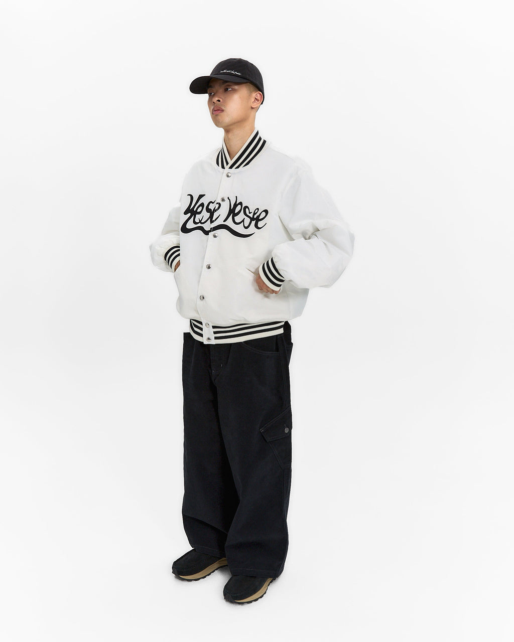 yeseyesee - Y.E.S Snail Logo Stadium Jacket (White) product image 9 | TRAB K-Fashion Australia