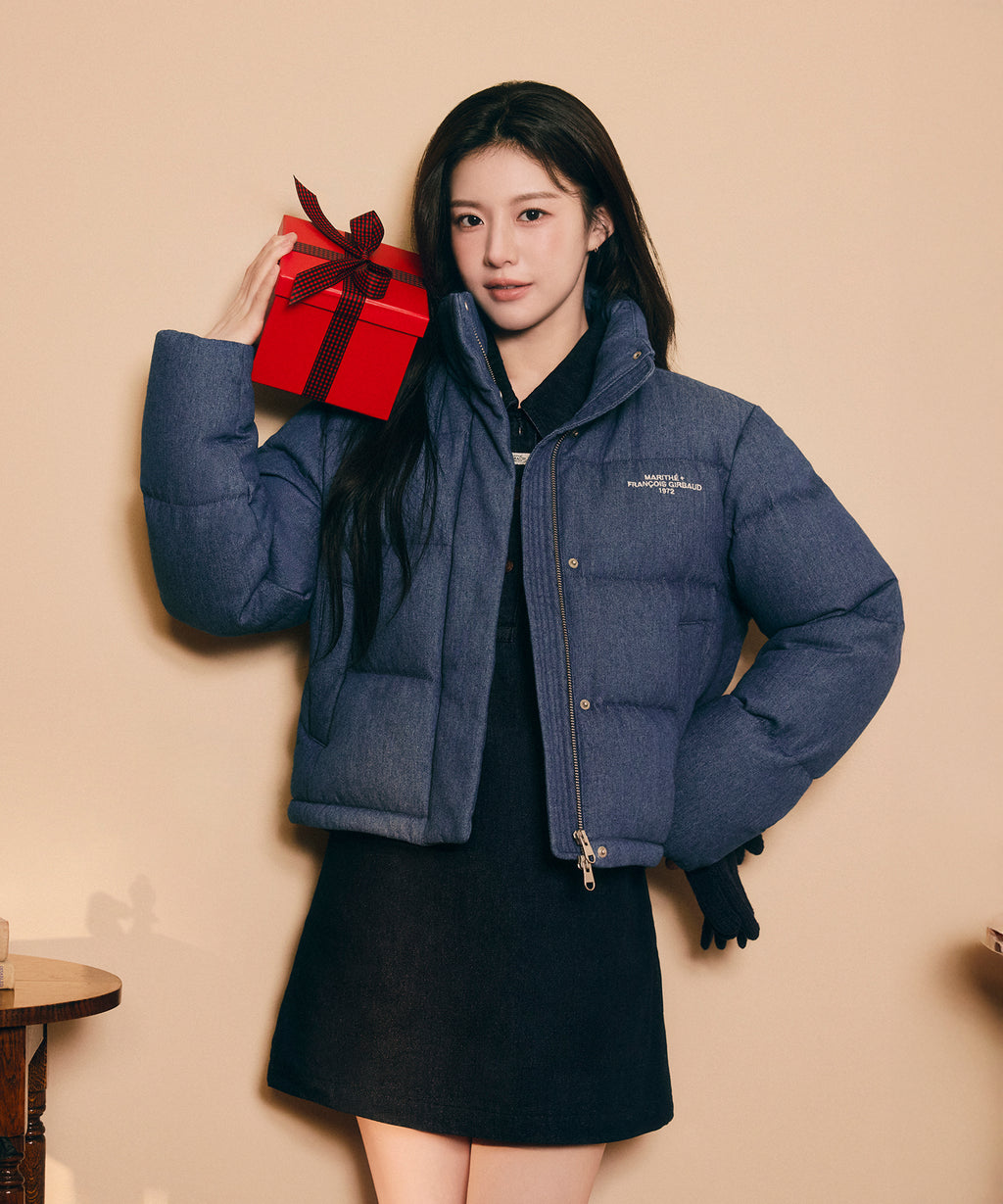 Marithe & Francois Girbaud - Denim Crop Down Jacket (Blue) product image 4 | TRAB K-Fashion Australia
