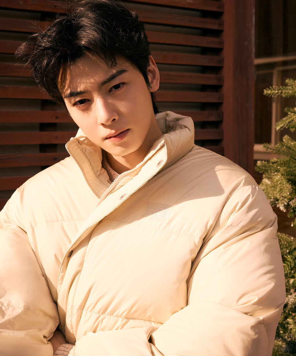 Marithe & Francois Girbaud - Classic Logo Down Jacket (Light Beige) product image 4 | TRAB K-Fashion Australia