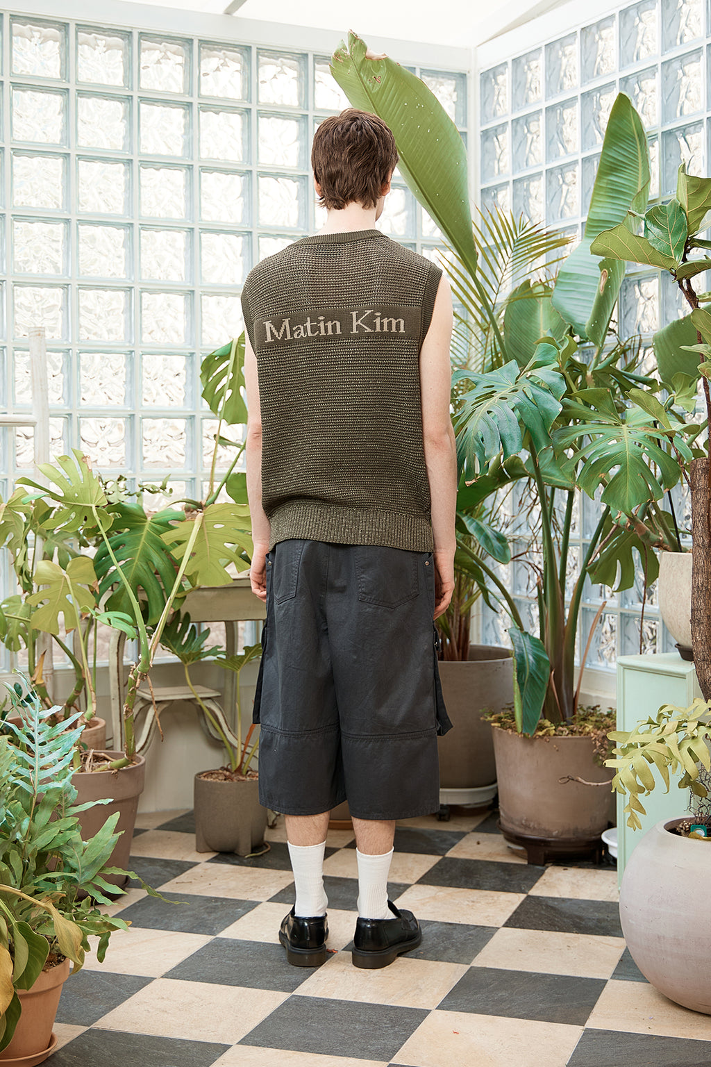 Matin Kim - Two Tone Mesh Knit Vest (Khaki) product image 8 | TRAB K-Fashion Australia