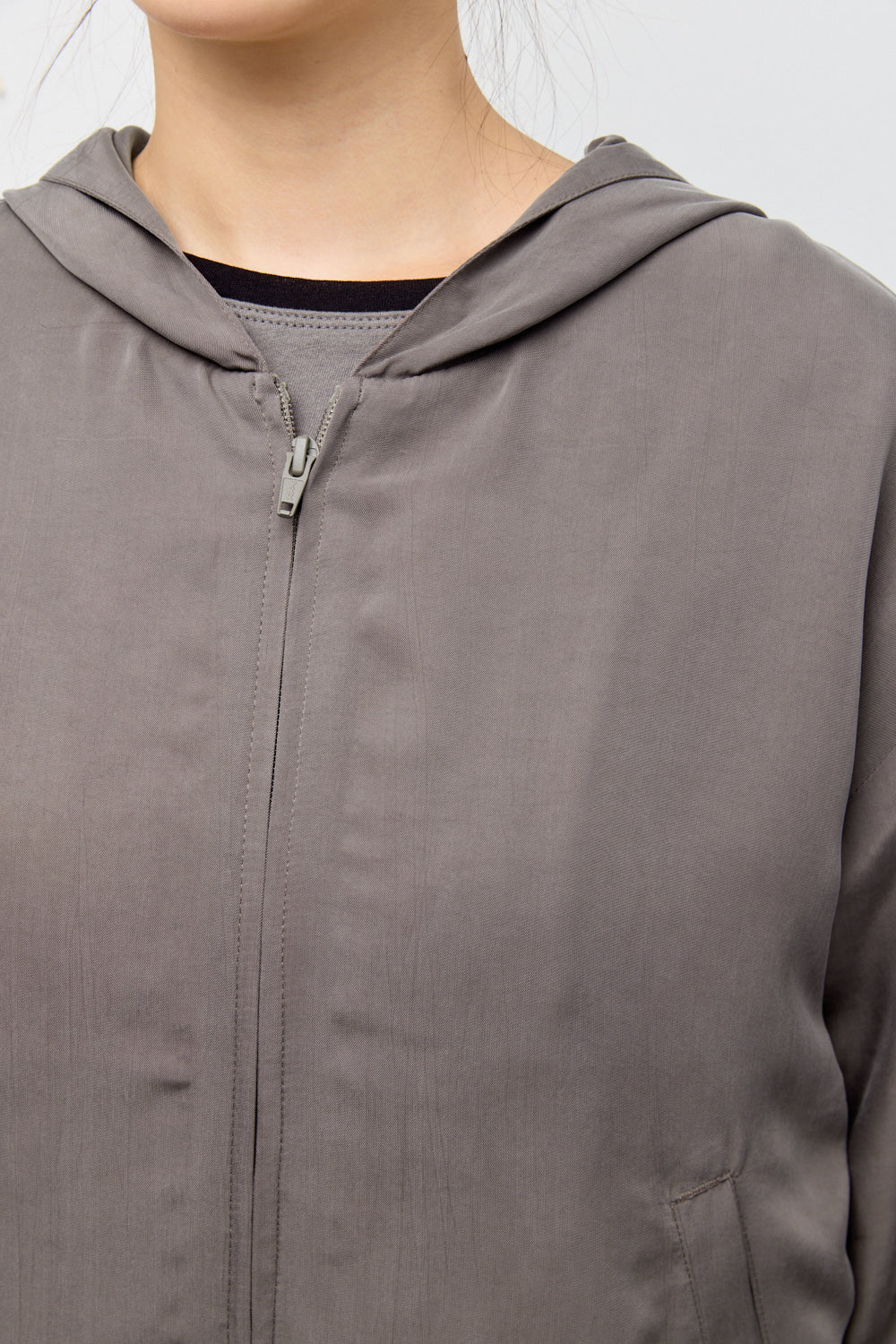 Hatchingroom - Cupro Hoodie Jacket (Mocha) product image 8 | TRAB K-Fashion Australia