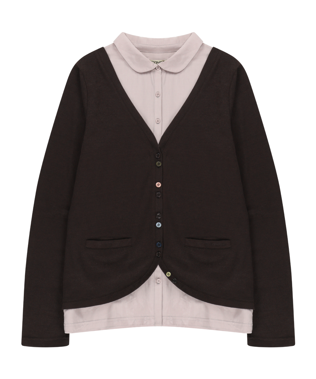 Coyseio - Layered Shirt Cardigan (Brown) product image 1 | TRAB K-Fashion Australia