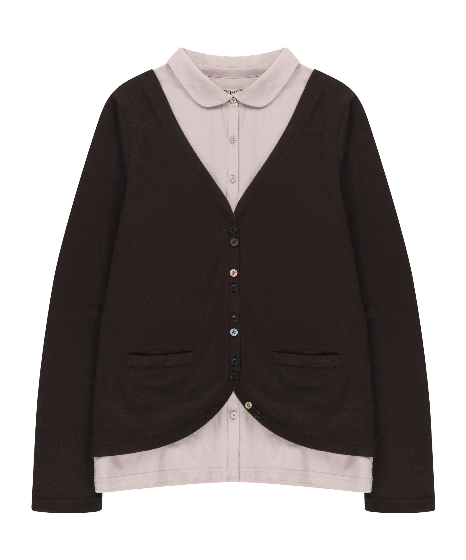 Coyseio - Layered Shirt Cardigan (Brown) product image 1 | TRAB K-Fashion Australia