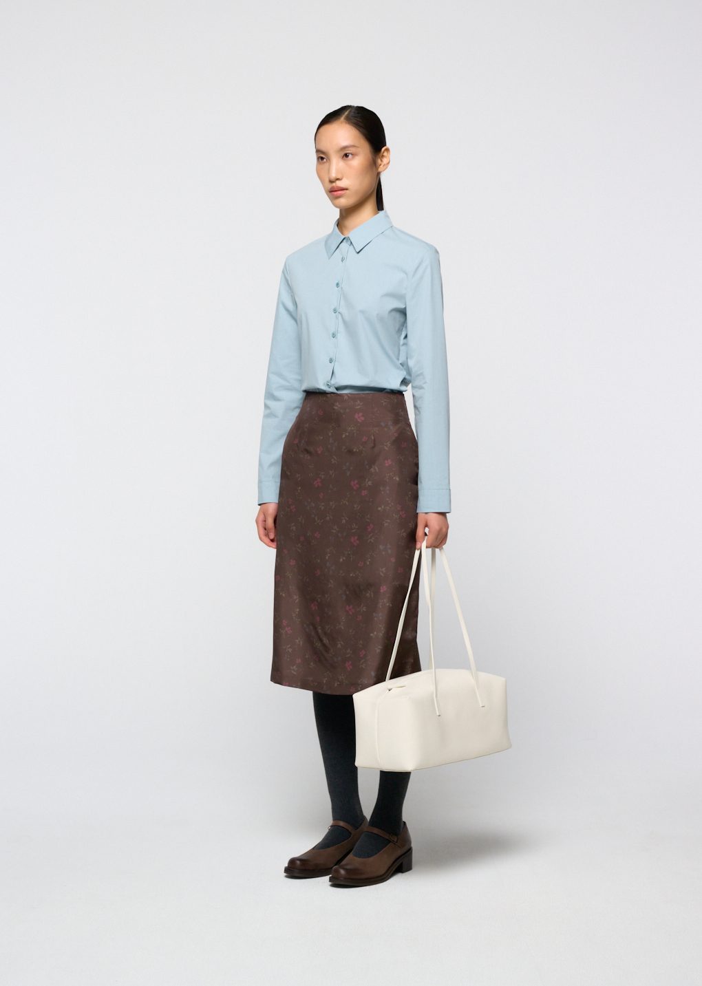 Amomento - Silk floral skirt (Brown) product image 3 | TRAB K-Fashion Australia