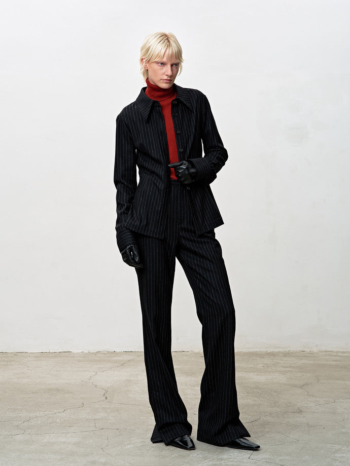 Tonywack - Striped Wool Regular-Fit Shirts (Black Stripe) product image 6 | TRAB K-Fashion Australia