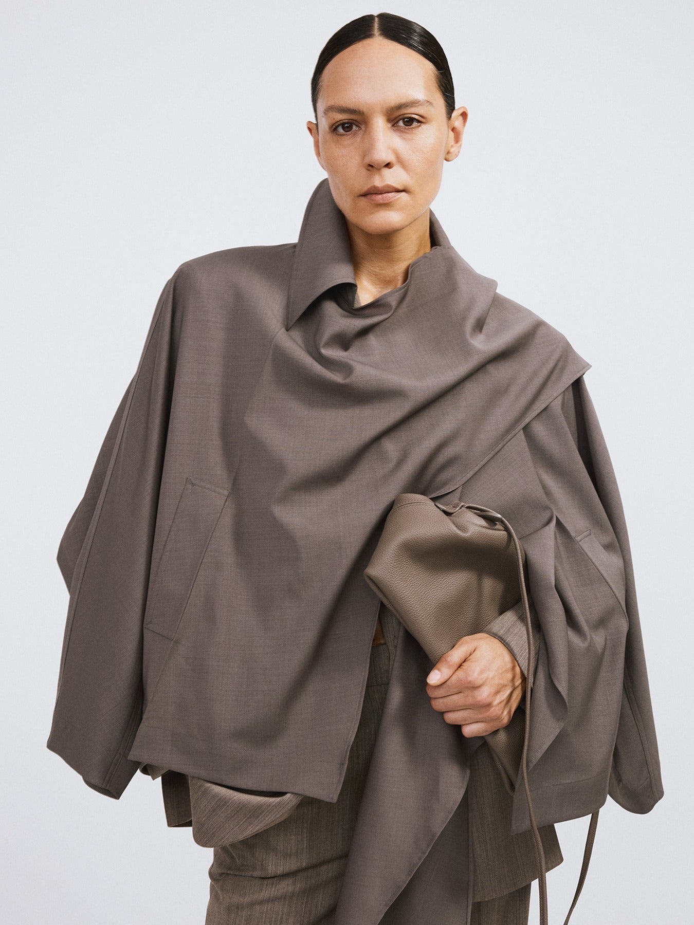 Recto - Muffler Wrap Coat (Sepia Grey) product image 1 | TRAB K-Fashion Australia