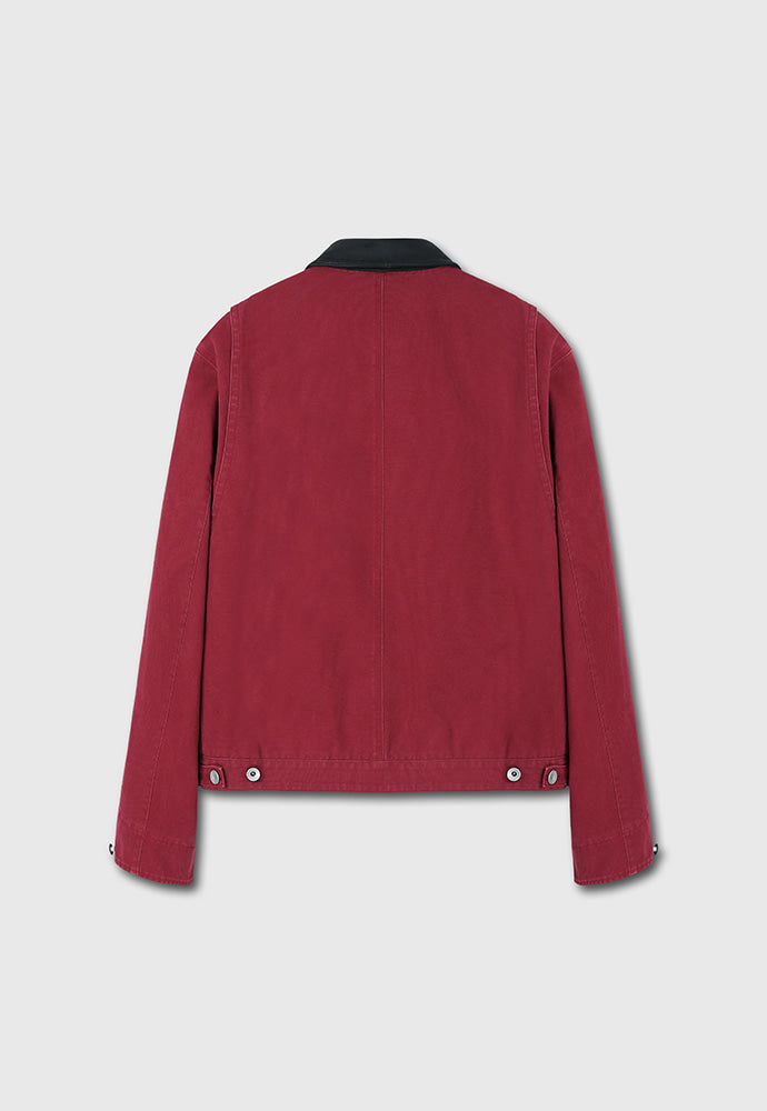 Tonywack - Leather Collar Garment-Washed Rivet Work Jacket (Red) product image 9 | TRAB K-Fashion Australia