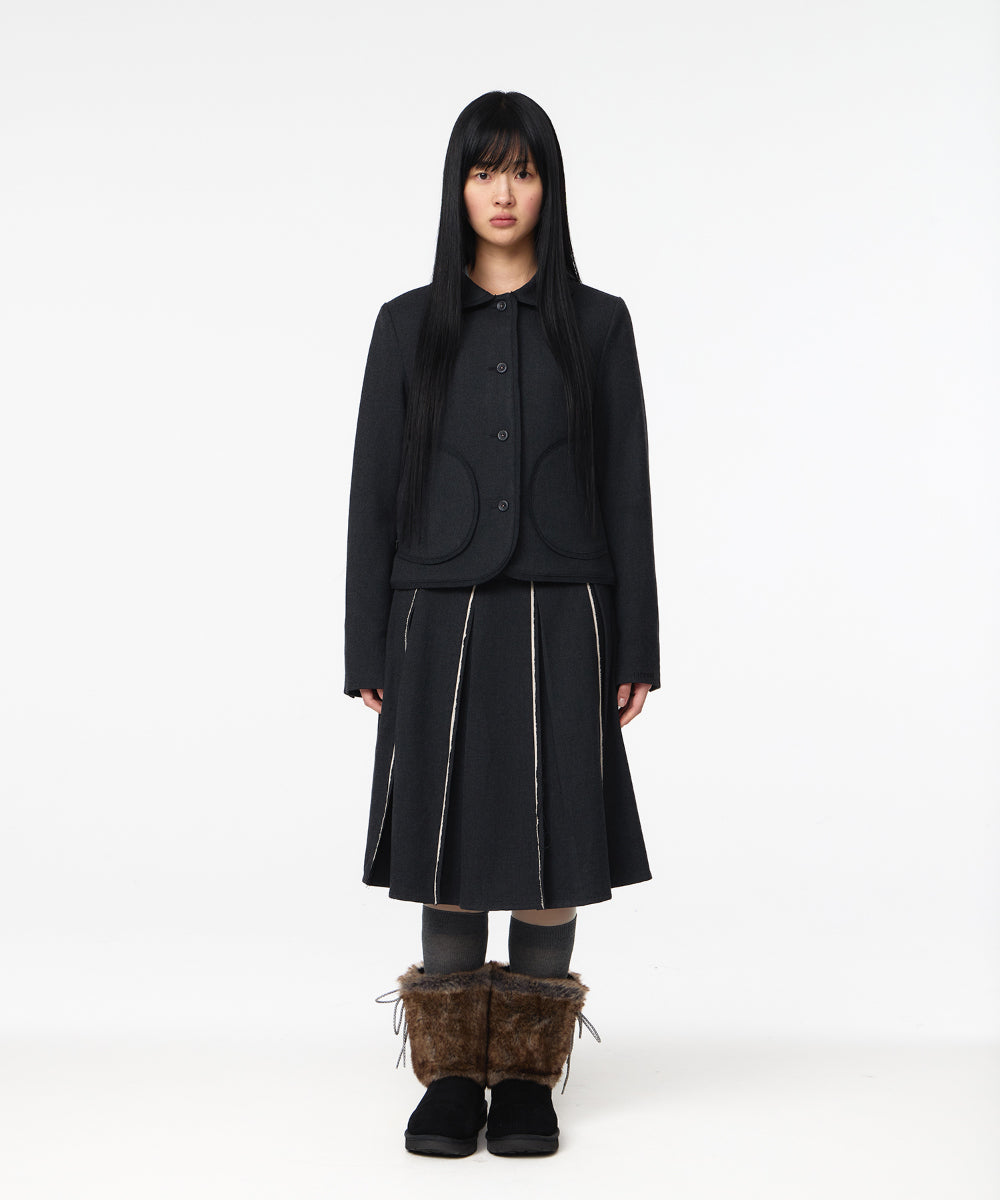Coyseio - Rounded Raw Hem Jacket (Charcoal) product image 6 | TRAB K-Fashion Australia