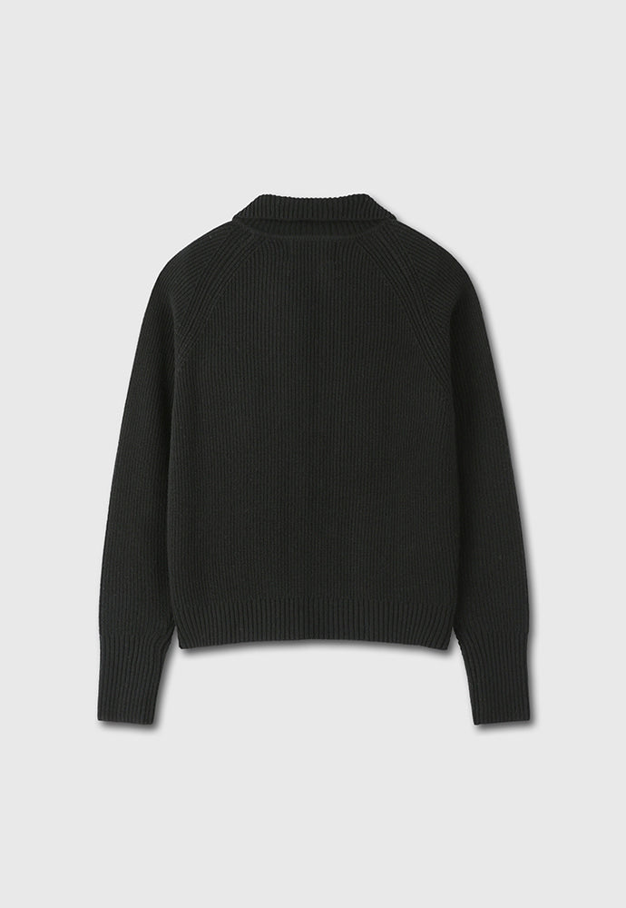 Tonywack - Super Fine Merino Wool Placket Zip-Up Knit (Black) product image 8 | TRAB K-Fashion Australia