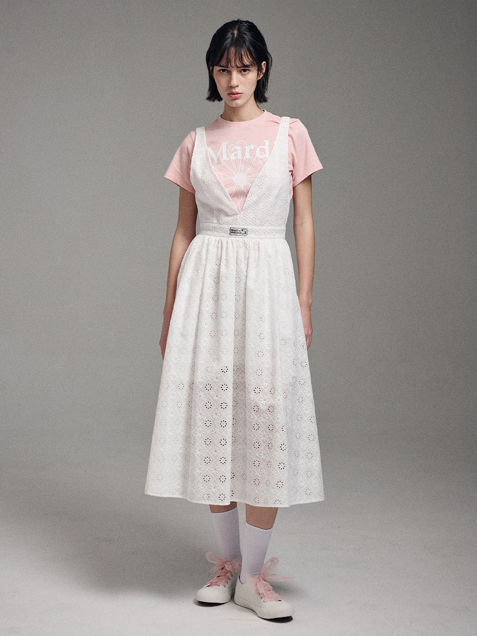 Mardi Mercredi - Maxi Dress V Neck Eyelet (White) product image 1 | TRAB K-Fashion Australia