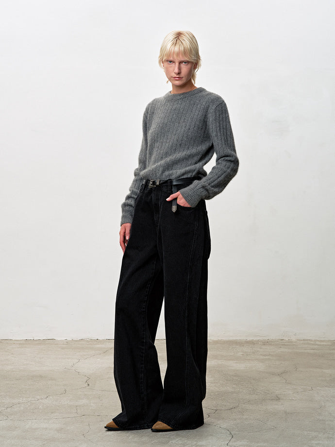 Tonywack - Oversized Wide-Leg Denim Jeans (Black) product image 6 | TRAB K-Fashion Australia