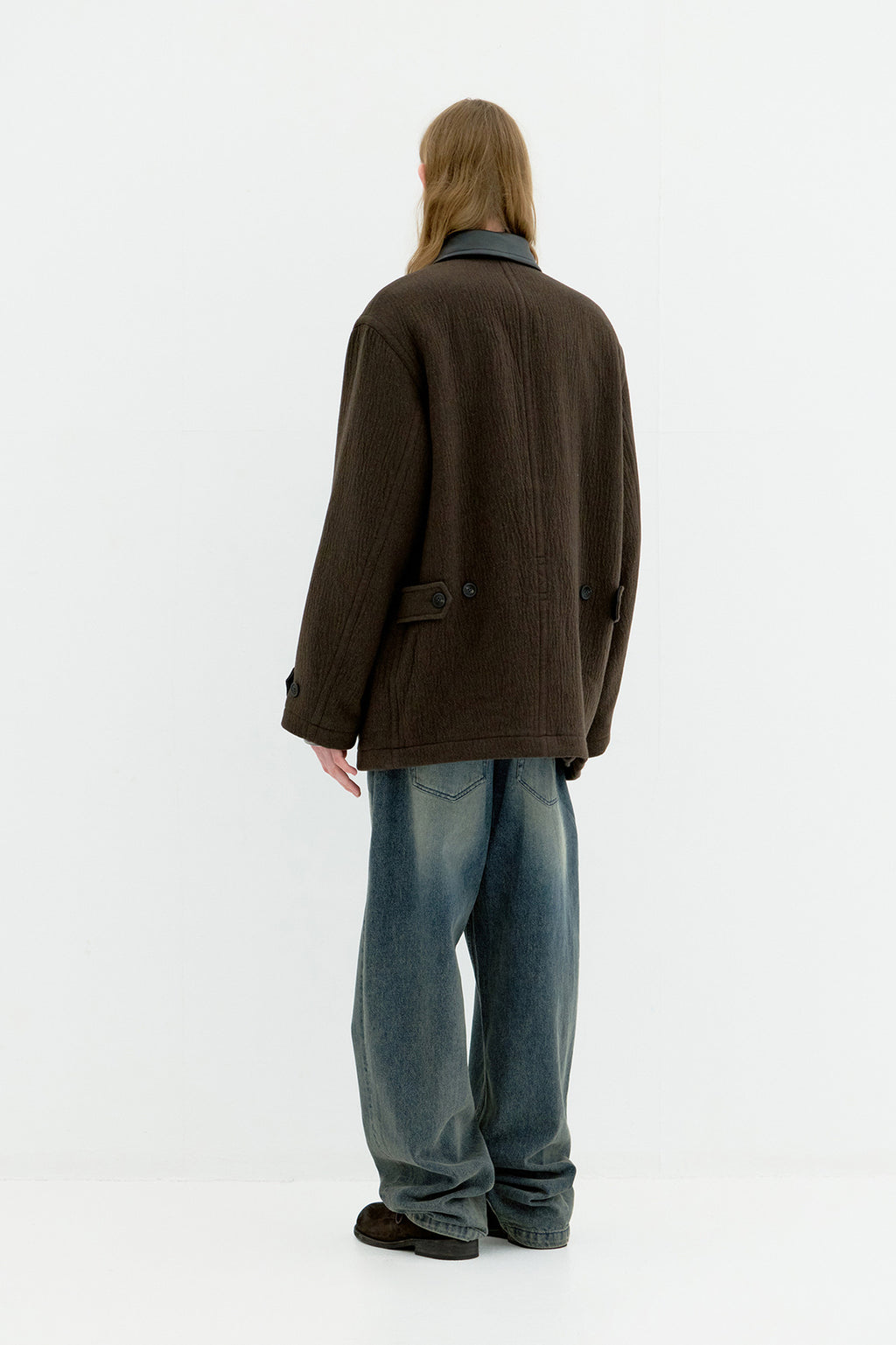 Coor - Trimming Leather Patchwork Coat (Dark Green) product image 4 | TRAB K-Fashion Australia