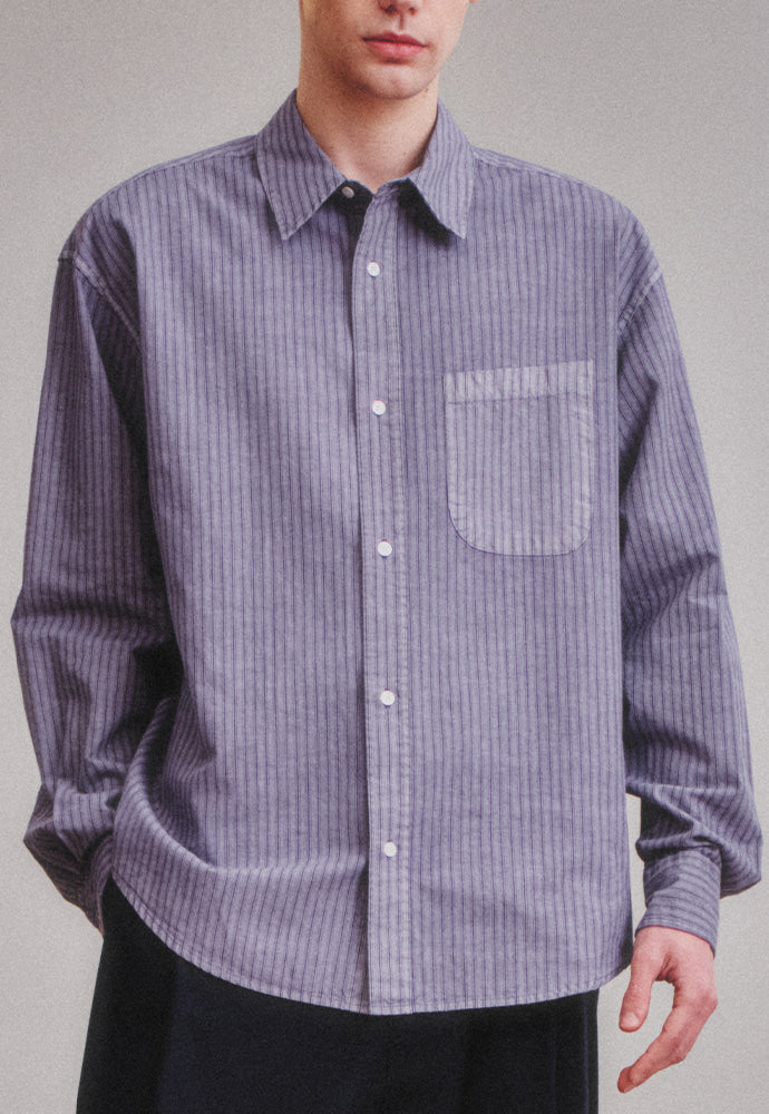 Art if acts - Pigment Dyed Stripe Shirt (Violet Grey) product image 2 | TRAB K-Fashion Australia