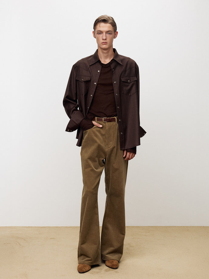 Tonywack - Striped Wool Western Shirt (Sepia Brown) product image 3 | TRAB K-Fashion Australia