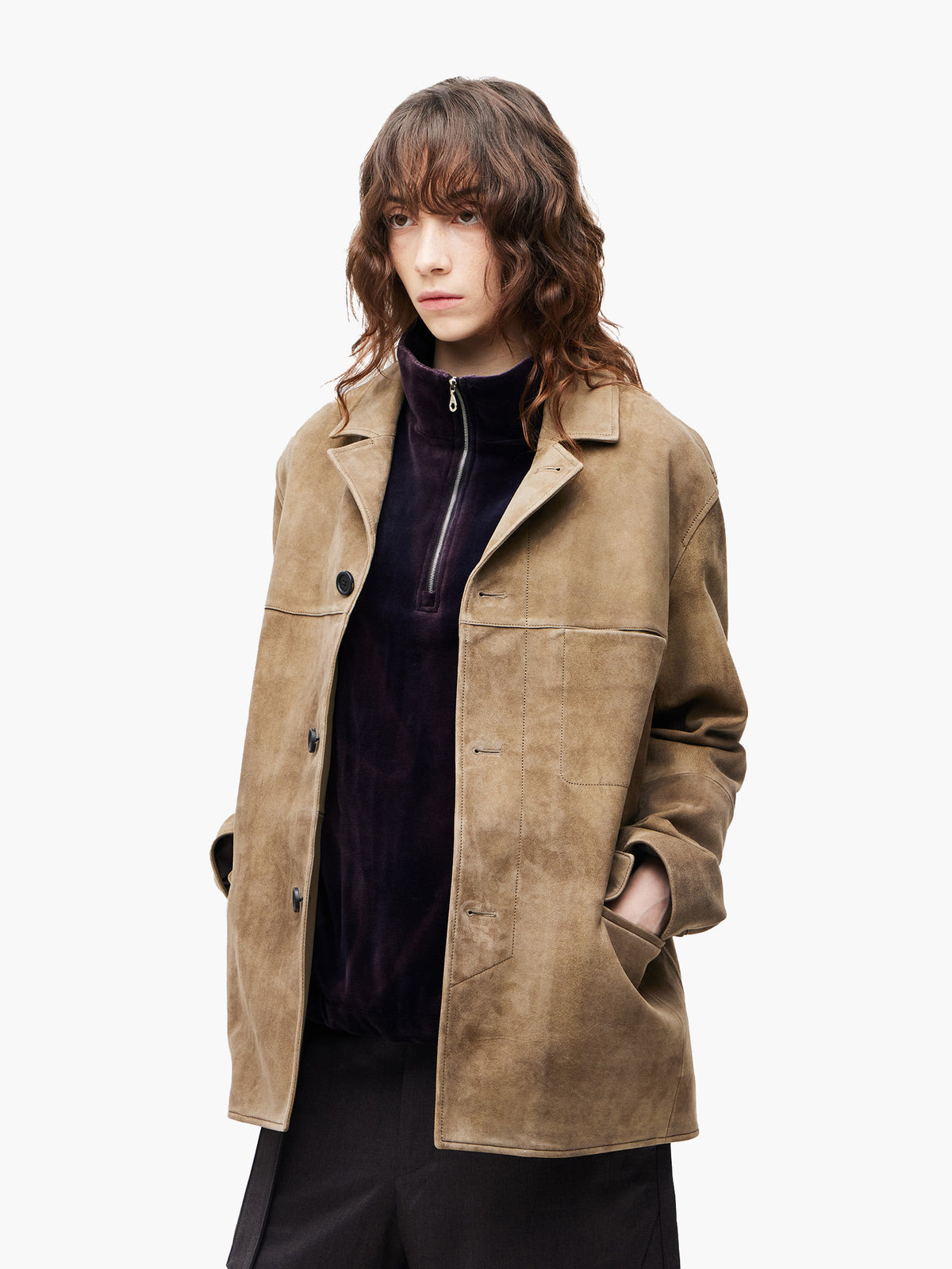 Jiyong Kim - Goat Suede Work Jacket (Beige) product image 4 | TRAB K-Fashion Australia