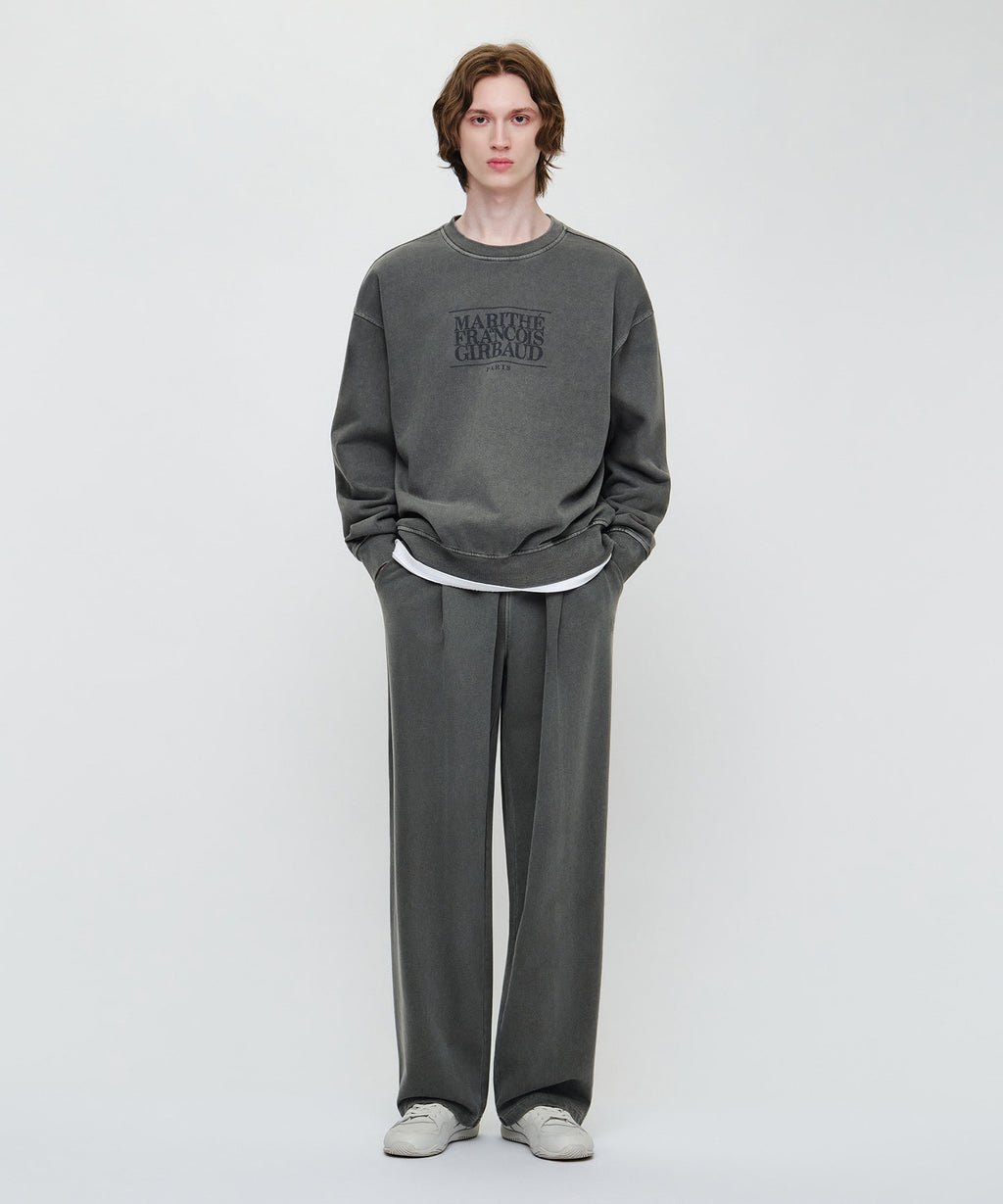 Marithe & Francois Girbaud - Crack Classic Logo Dyeing One Tuck Wide Sweat Pants (Charcoal) product image 3 | TRAB K-Fashion Australia