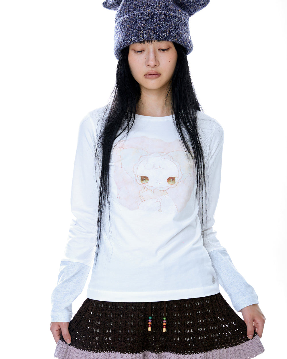 Coyseio - Layered Knit Skirt (Brown) product image 4 | TRAB K-Fashion Australia