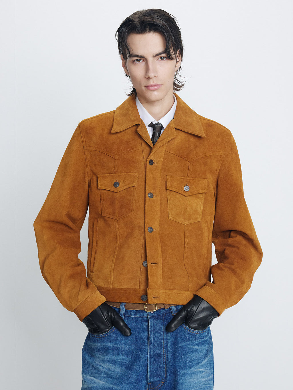 Tonywack - Split Suede Trucker Jacket (Sand Beige) product image 3 | TRAB K-Fashion Australia