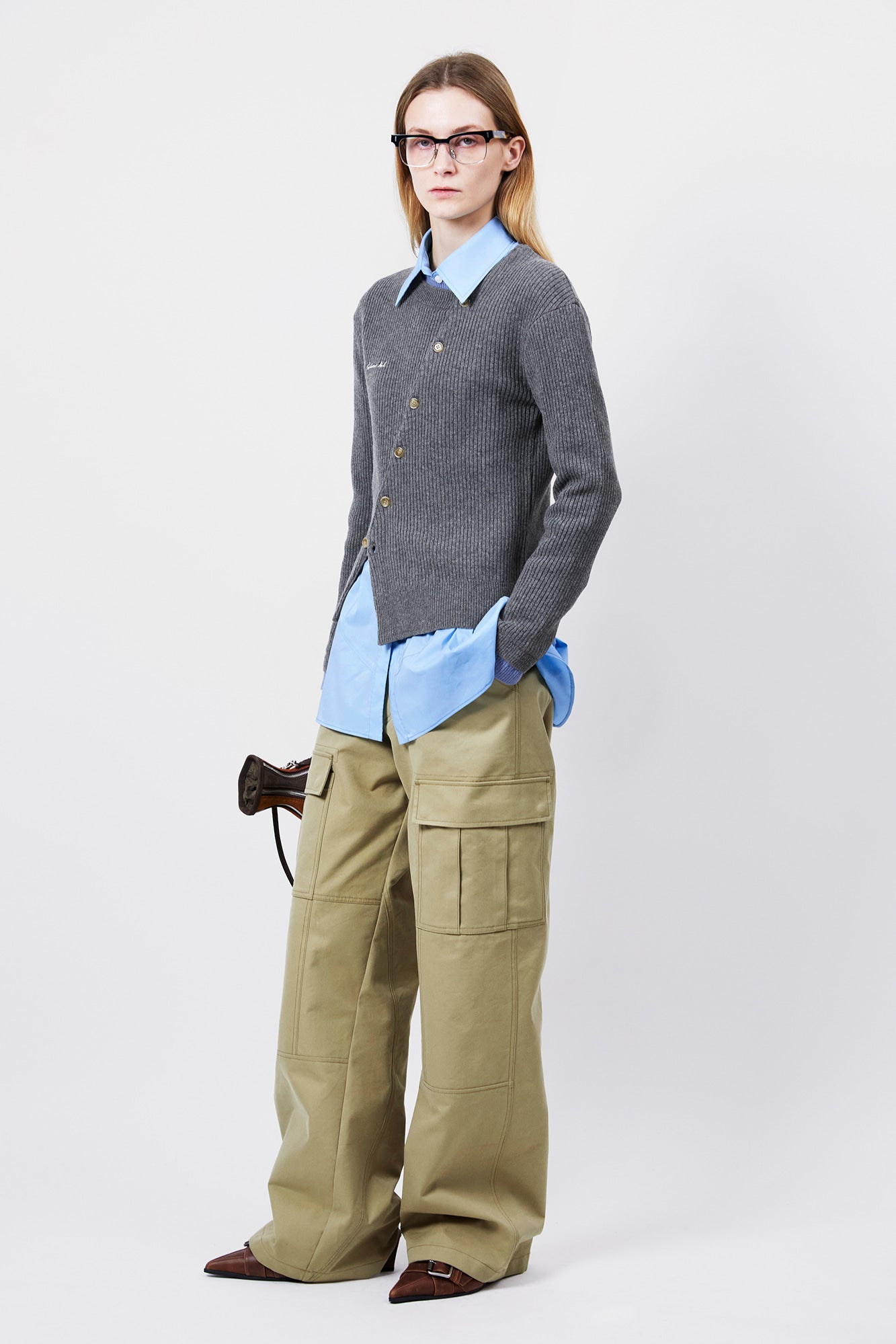 Andersson Bell - Button Slim Knit Cardigan (Grey) product image 3 | TRAB K-Fashion Australia