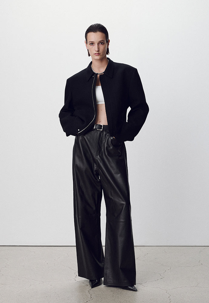 Tonywack - Virgin Wool Cropped Blouson Jacket (Black) product image 1 | TRAB K-Fashion Australia