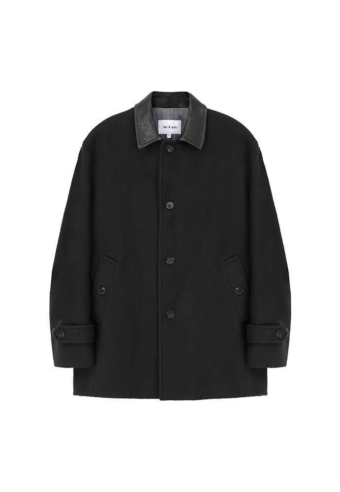 Art if acts - Leather Collar Casentino Half Coat (Black) product image 6 | TRAB K-Fashion Australia