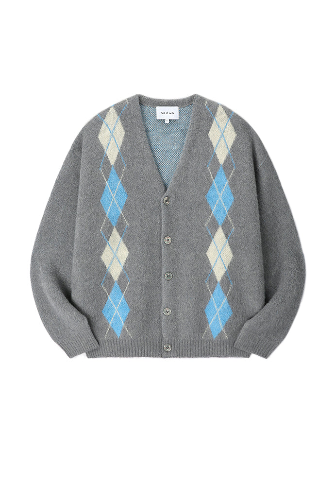 Art if acts - Argyle Mohair Knit Cardigan (Grey) product image 7 | TRAB K-Fashion Australia