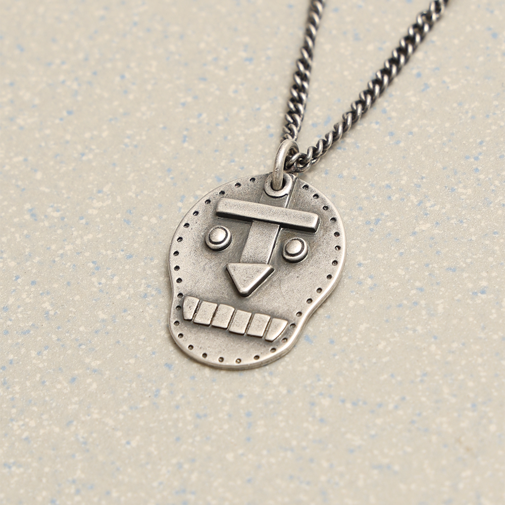 Towtow Archive - Flat Skull Necklace Silver Burnish (OC) product image 3 | TRAB K-Fashion Australia