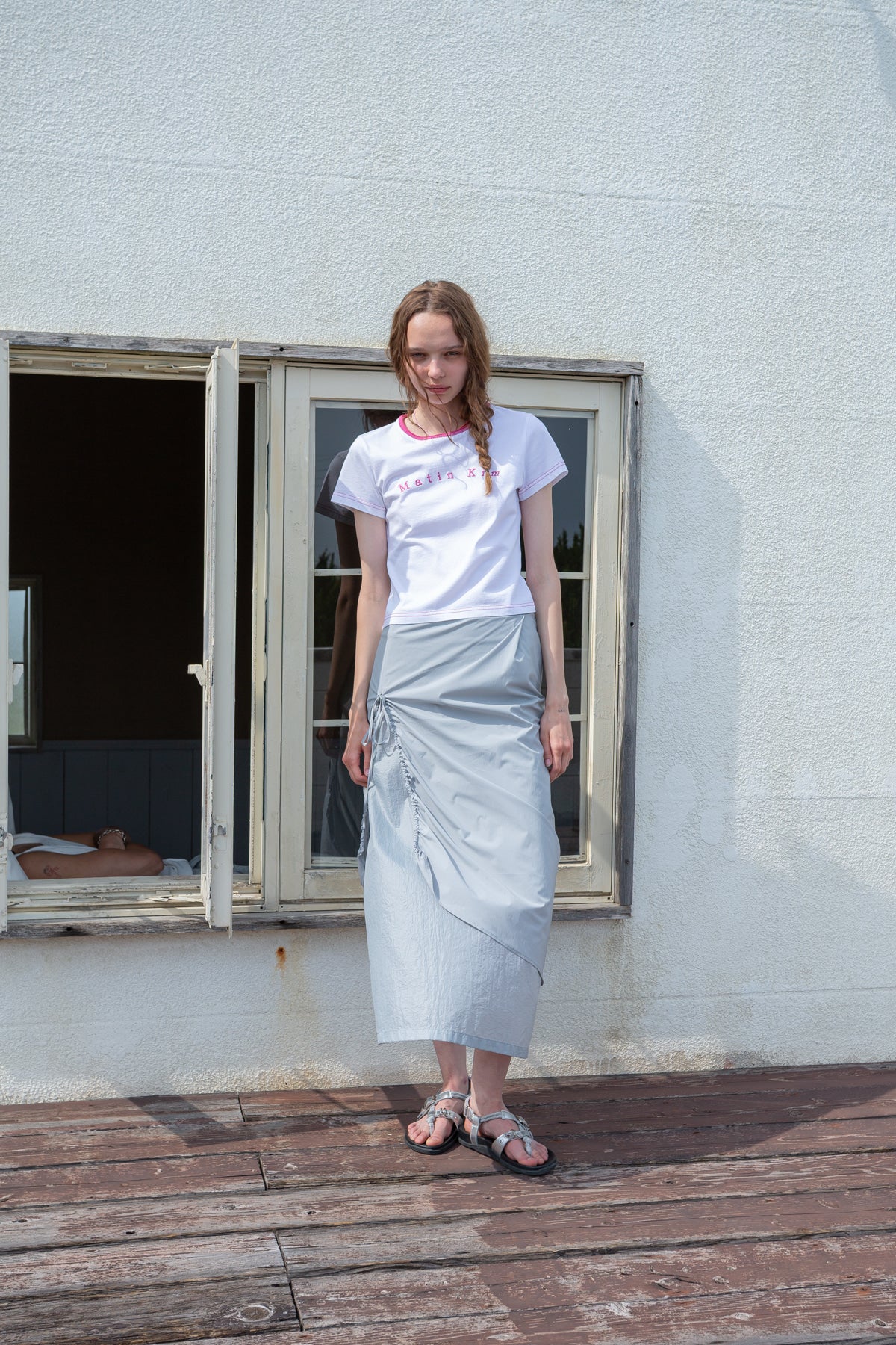 Matin Kim - Color Point Arch Logo Top (White) product image 6 | TRAB K-Fashion Australia