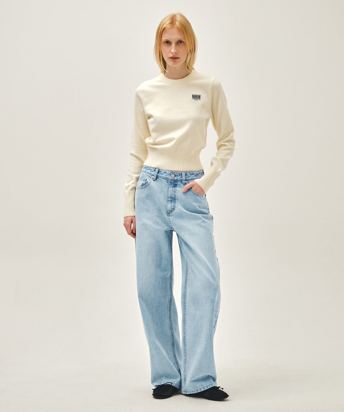 Marithe & Francois Girbaud - Curved Denim Pants (Light Blue) product image 2 | TRAB K-Fashion Australia