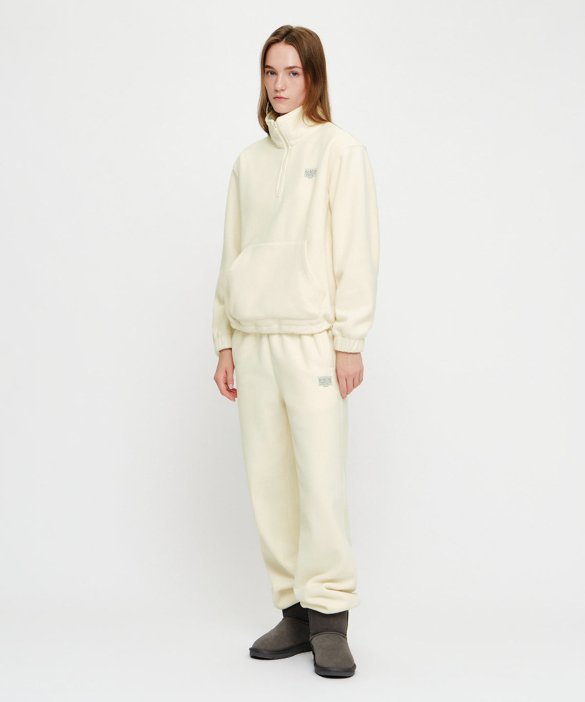 Marithe & Francois Girbaud - Classic Logo Fleece Joggers (Ivory) product image 3 | TRAB K-Fashion Australia