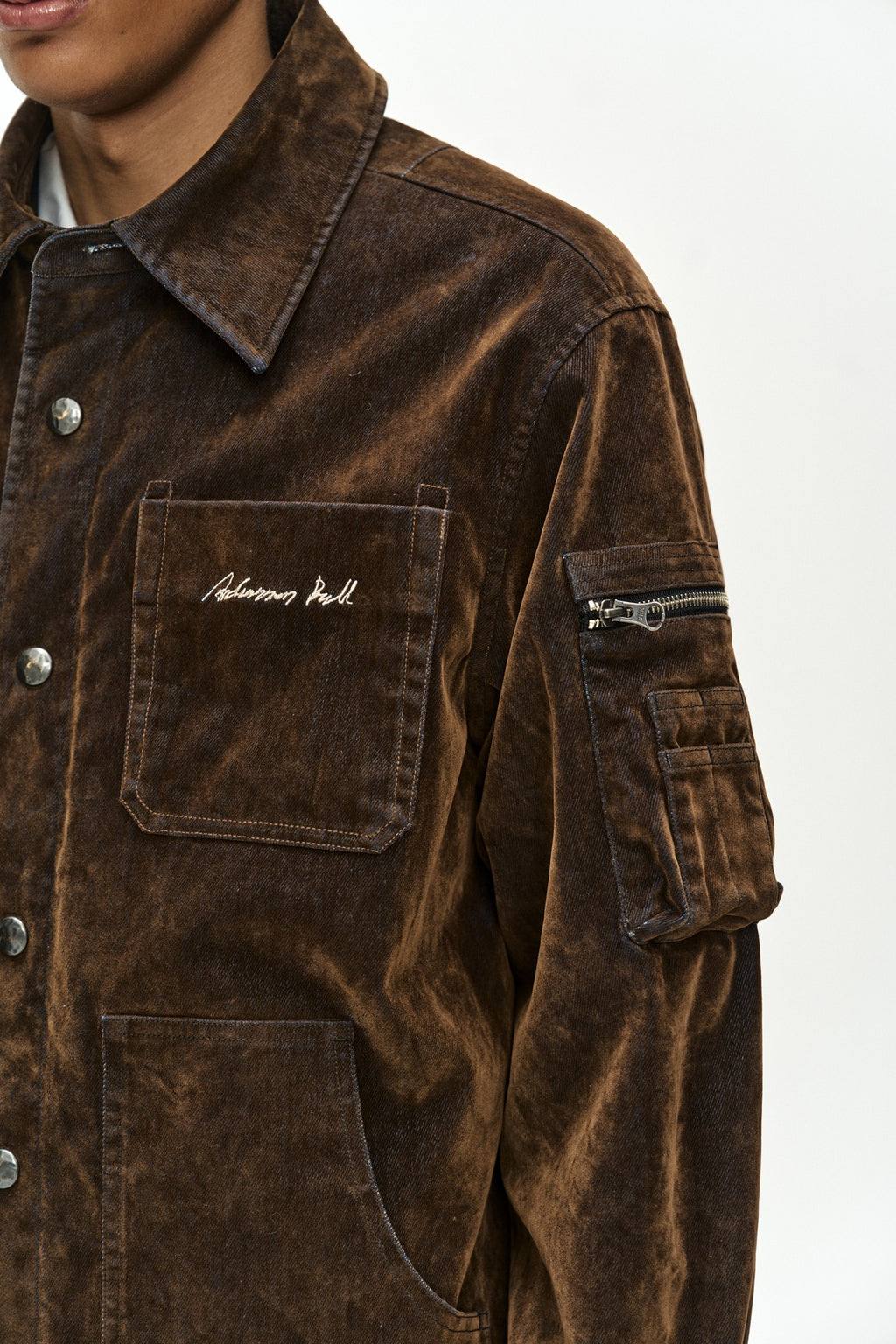 Andersson Bell - Flock Velvet Padded Shirt (Brown) product image 8 | TRAB K-Fashion Australia
