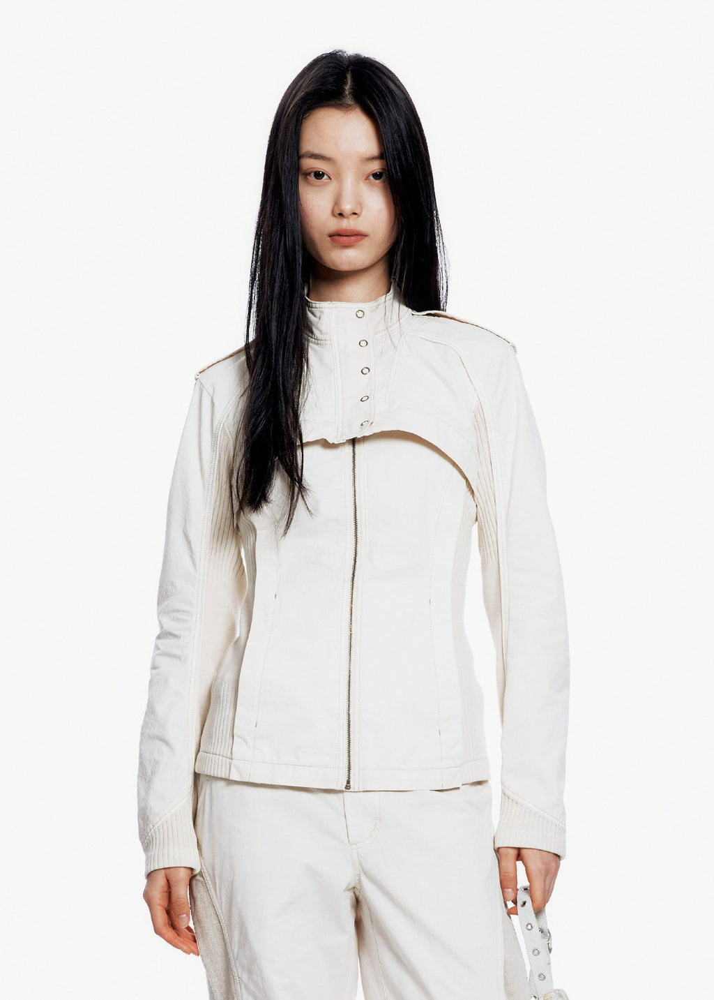 Hyein Seo - Double Layer Moto Jacket (Ivory) product image 1 | TRAB K-Fashion Australia