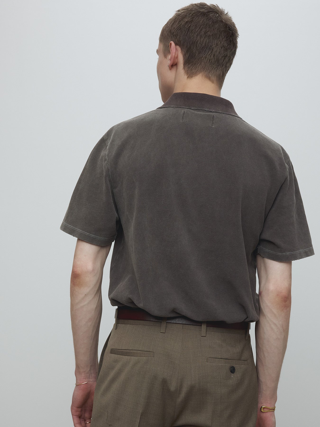 Tonywack - Garment Dyed Distressed Piqué Polo (Faded Brown) product image 6 | TRAB K-Fashion Australia
