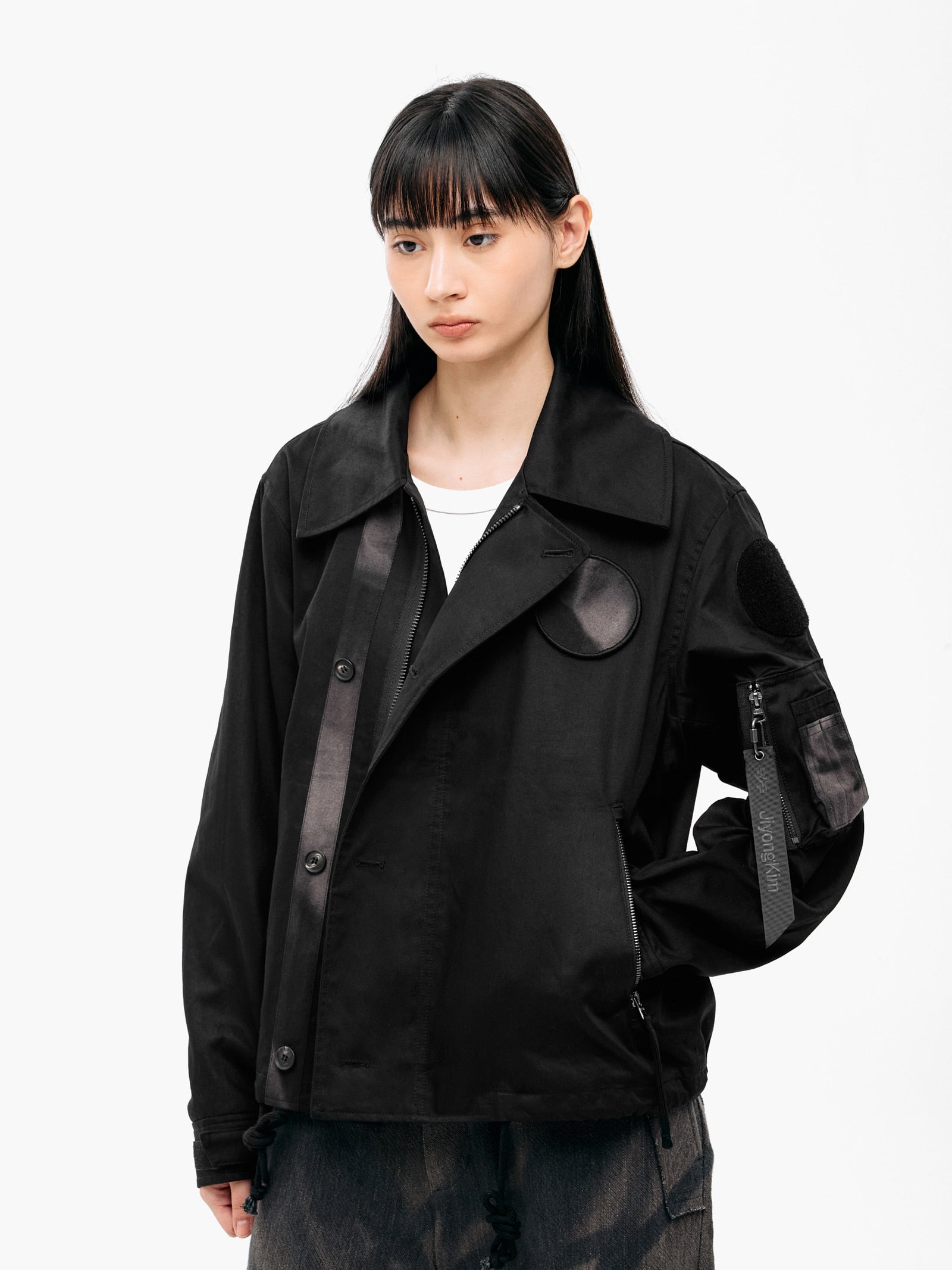 Jiyong Kim - Sun-Bleached Wide Collar Jacket (Black) product image 6 | TRAB K-Fashion Australia