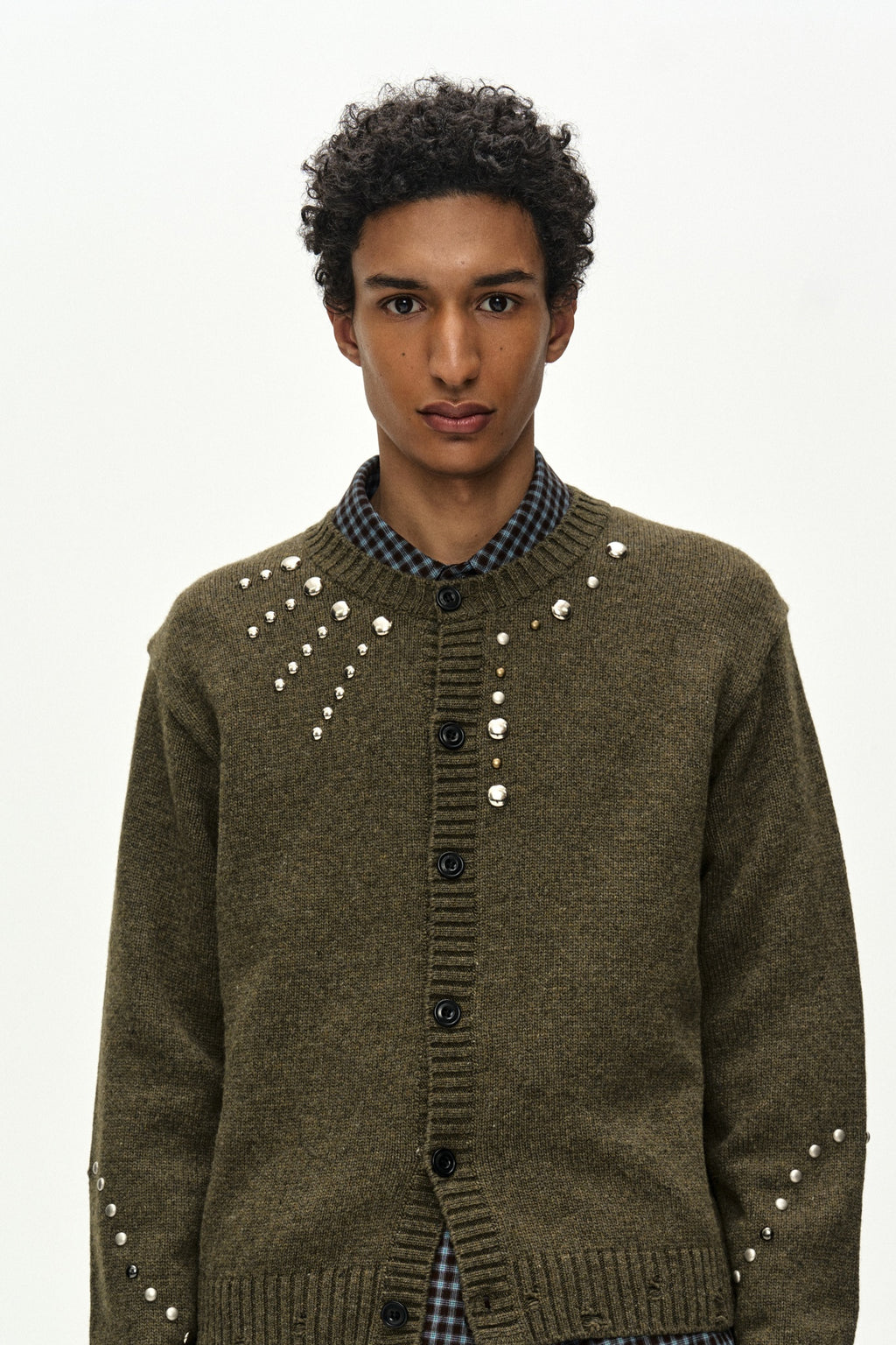 Andersson Bell - Roghen Studded Cardigan (moss Khaki) (Moss Khaki) product image 6 | TRAB K-Fashion Australia