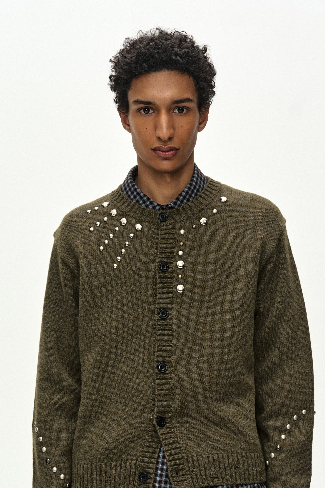 Andersson Bell - Roghen Studded Cardigan (moss Khaki) (Moss Khaki) product image 6 | TRAB K-Fashion Australia