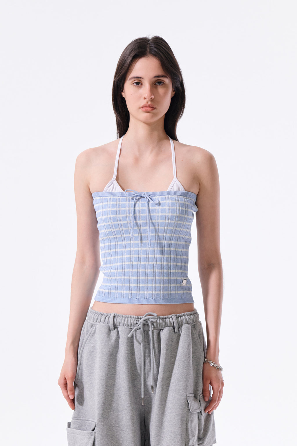 Matin Kim - Stripe Knit Tube Top (Light Blue) product image 10 | TRAB K-Fashion Australia