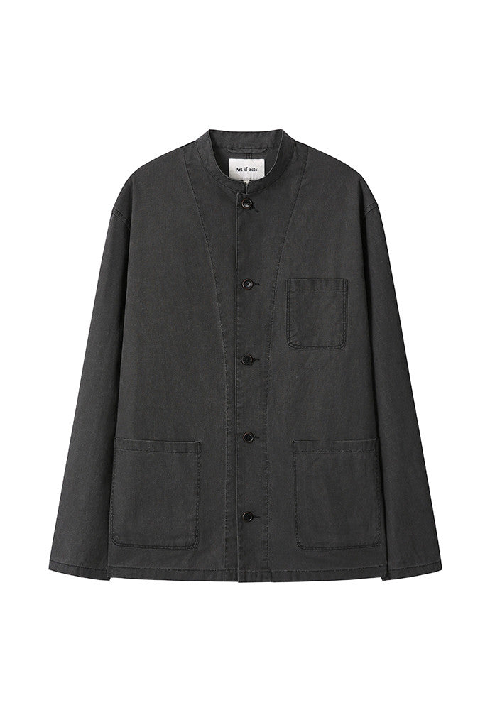 Art if acts - Linen Oriental Band Collar Jacket (Black) product image 6 | TRAB K-Fashion Australia