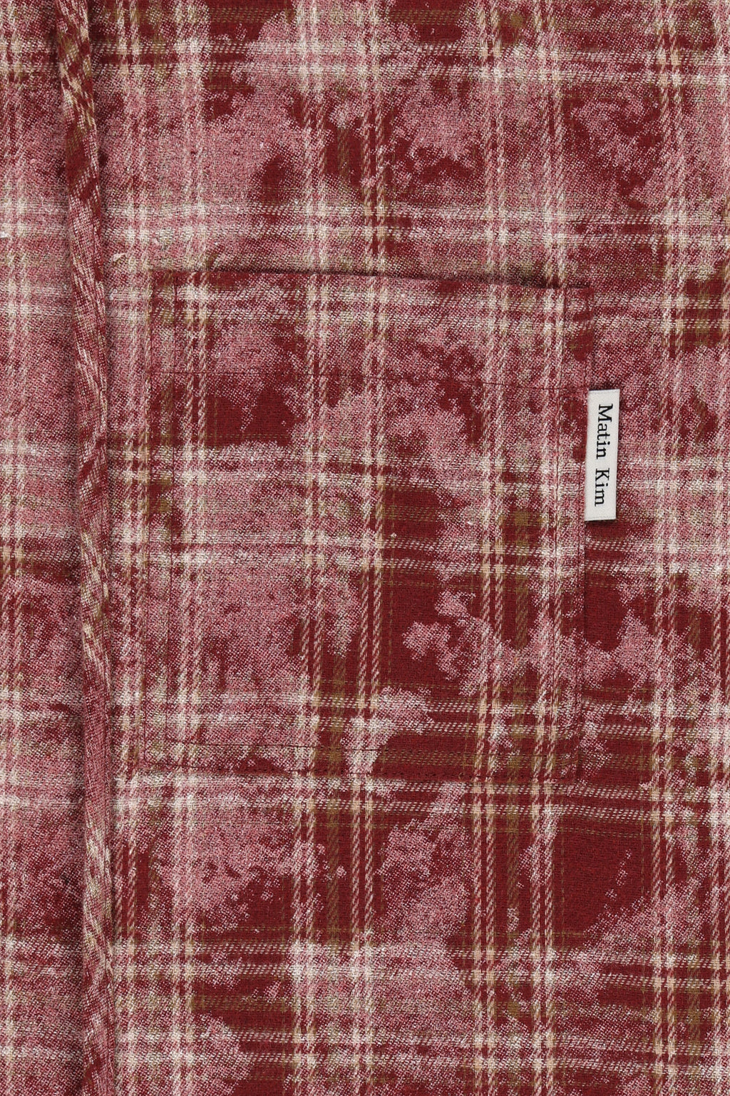 Matin Kim - Raw Cut Check Hooded Shirt (Red) product image 5 | TRAB K-Fashion Australia