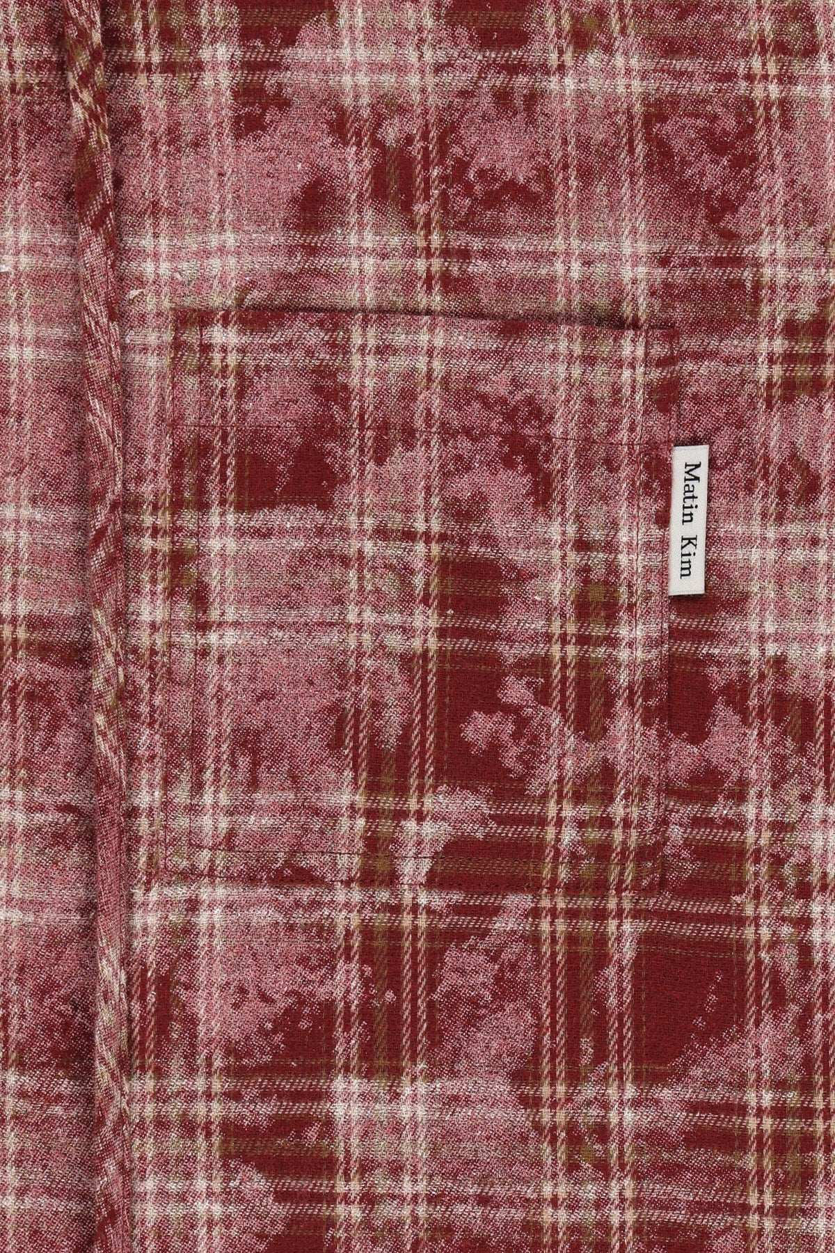Matin Kim - Raw Cut Check Hooded Shirt (Red) product image 5 | TRAB K-Fashion Australia