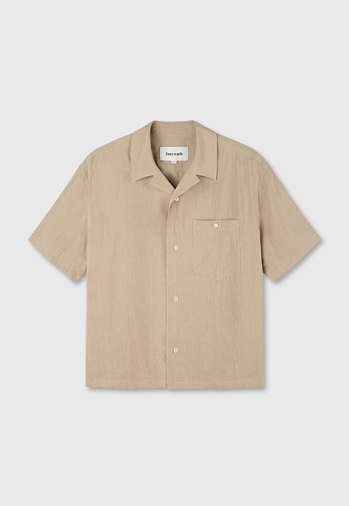 Tonywack - Cozy Linen Viscose Cuban-Collar Shirt (Faded Beige) product image 7 | TRAB K-Fashion Australia
