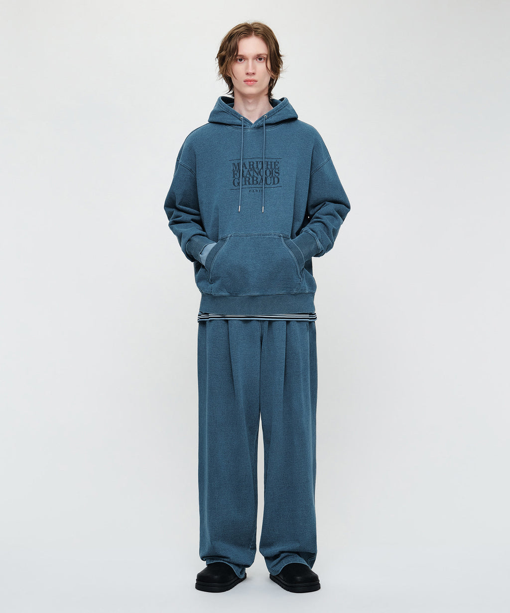 Marithe & Francois Girbaud - Crack Classic Logo Dyeing One Tuck Wide Sweat Pants (Blue) product image 3 | TRAB K-Fashion Australia