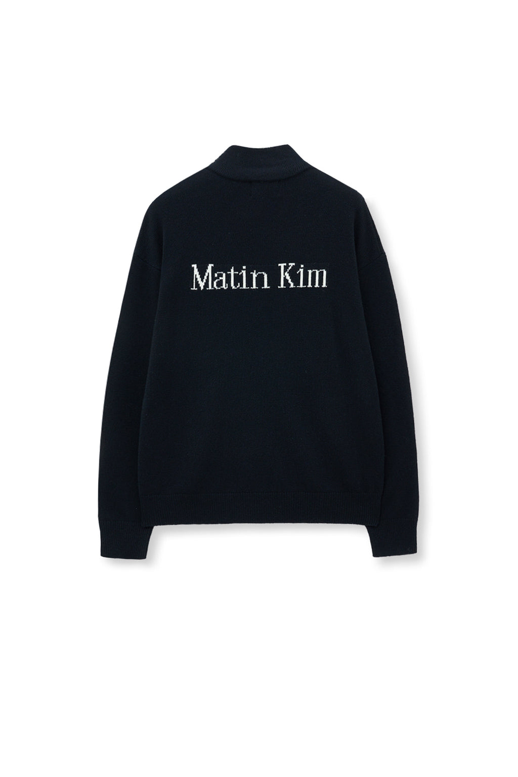 Matin Kim - Back Logo Half Knit Zip Up Pullover (Navy) product image 3 | TRAB K-Fashion Australia