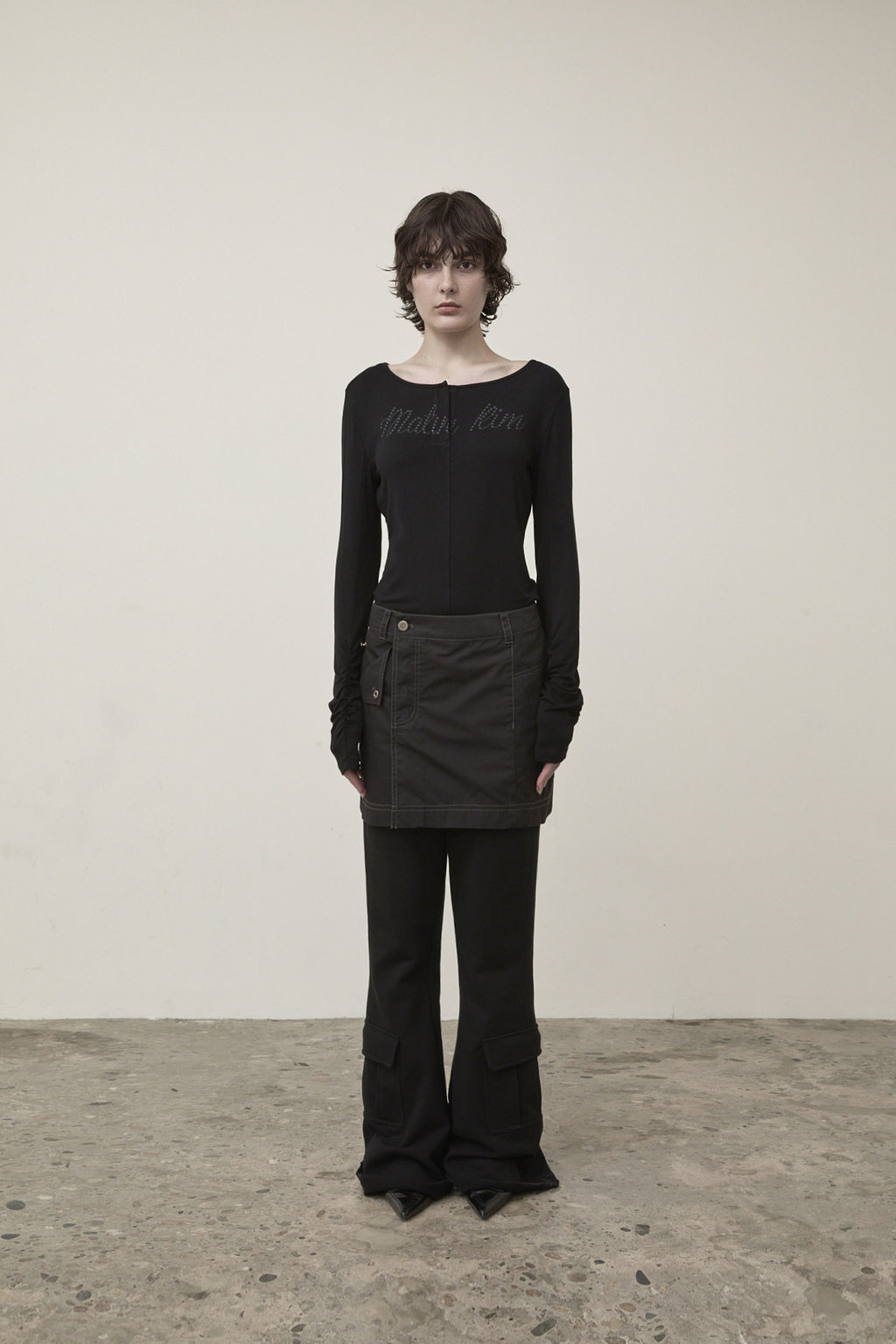 Matin Kim - Henly Neck Shirring Top (Black) product image 5 | TRAB K-Fashion Australia