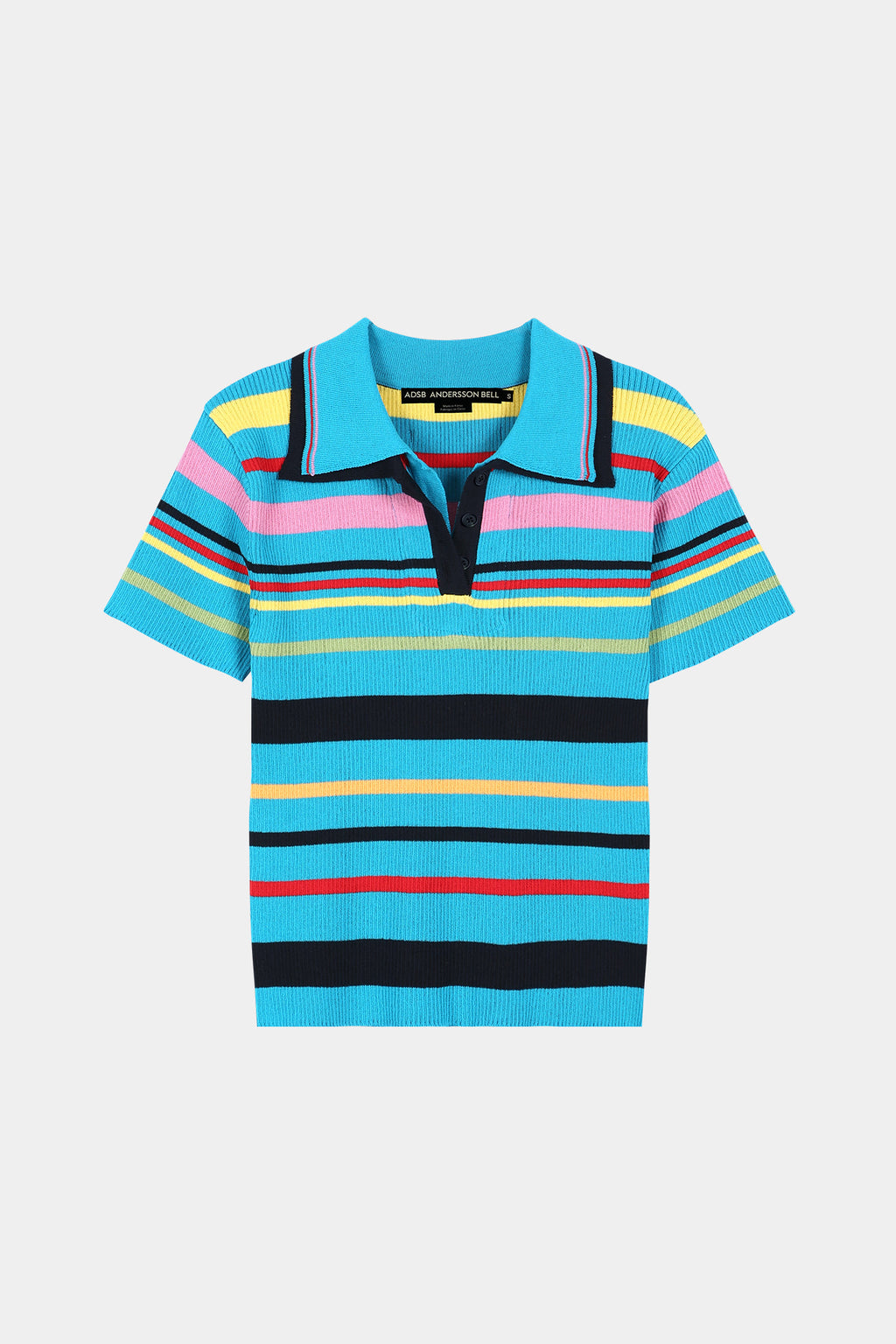 Andersson Bell - Multi-Color Stripe Knit Polo Top (Blue/Red) product image 8 | TRAB K-Fashion Australia