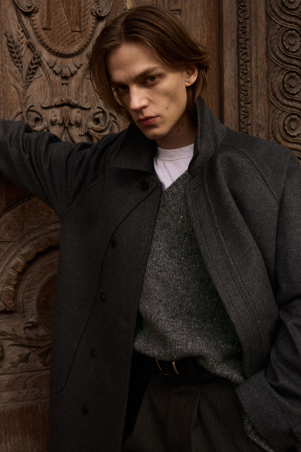 STU - Curved Double Line Mac Coat In Cashmere (Charcoal) product image 8 | TRAB K-Fashion Australia