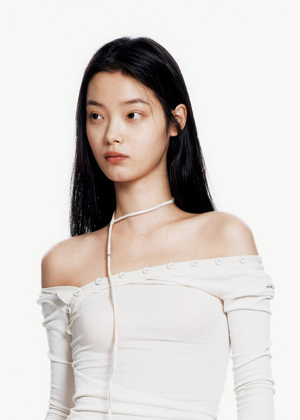 Hyein Seo - Twisted Long Sleeve w/ Necklace (Ivory) product image 1 | TRAB K-Fashion Australia