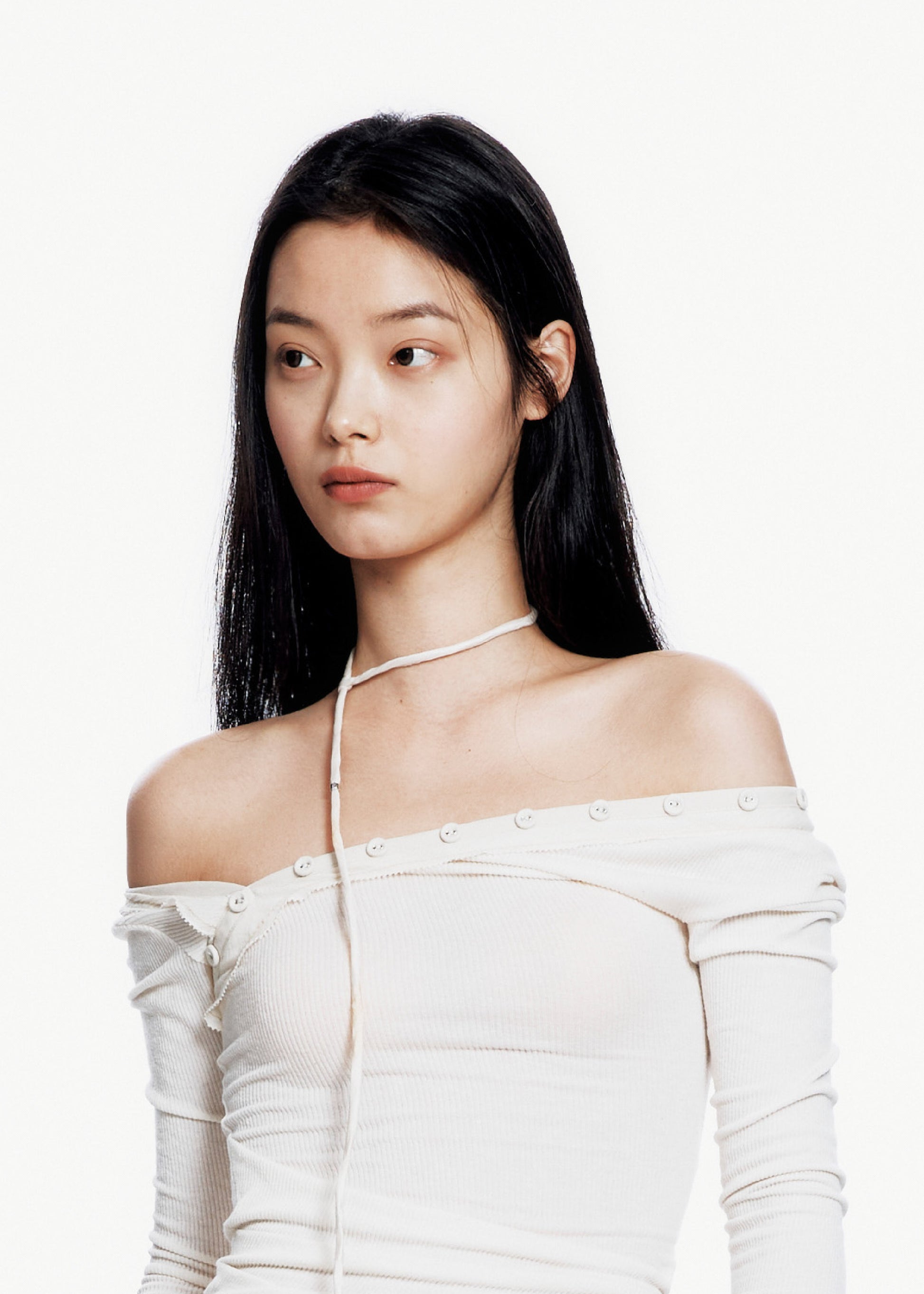 Hyein Seo - Twisted Long Sleeve w/ Necklace (Ivory) product image 1 | TRAB K-Fashion Australia