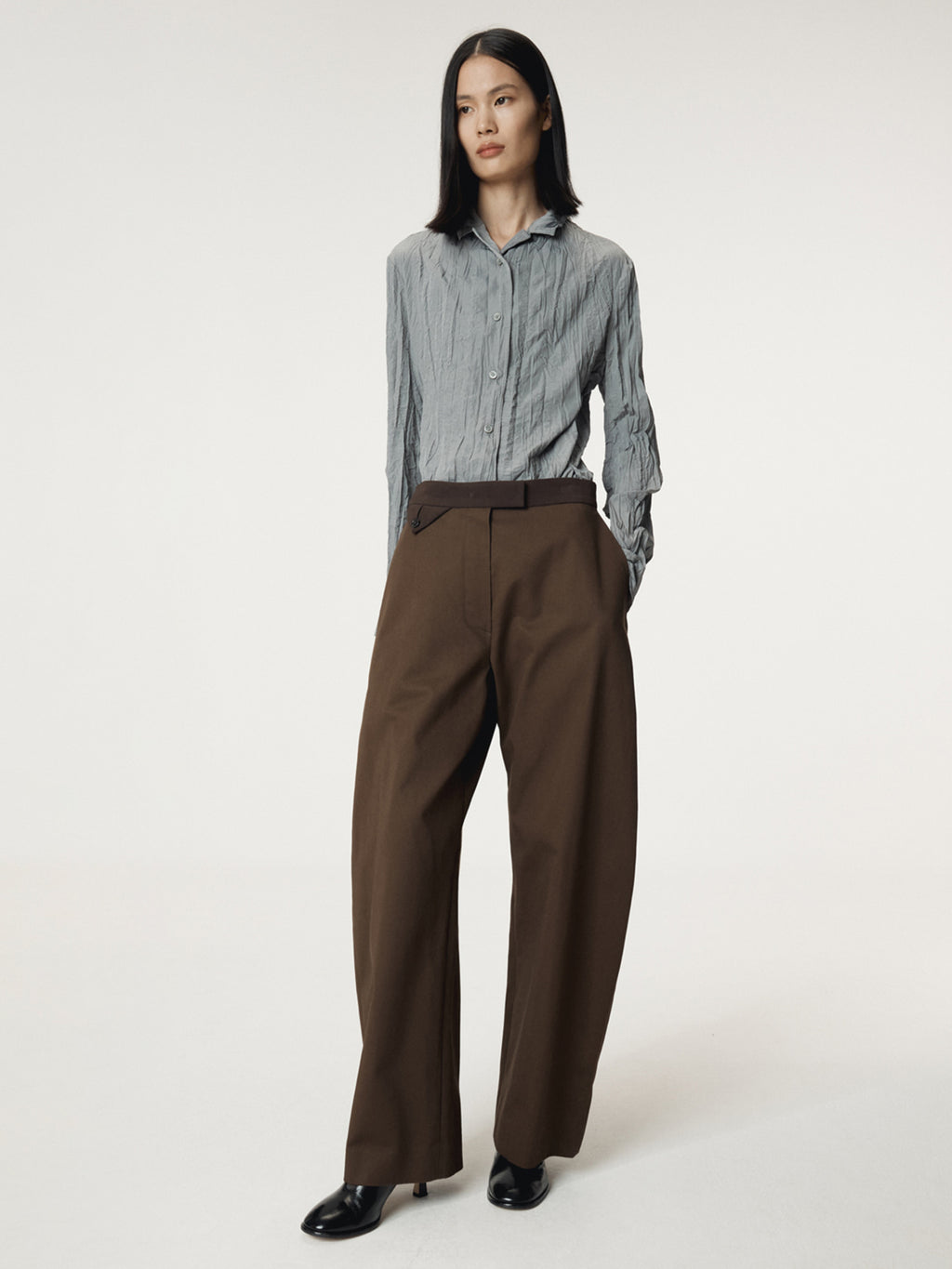 Recto - High-Rise Curved Legs Pants (Vintage Brown) product image 7 | TRAB K-Fashion Australia